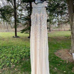 BHLDN tan mesh dress with beads